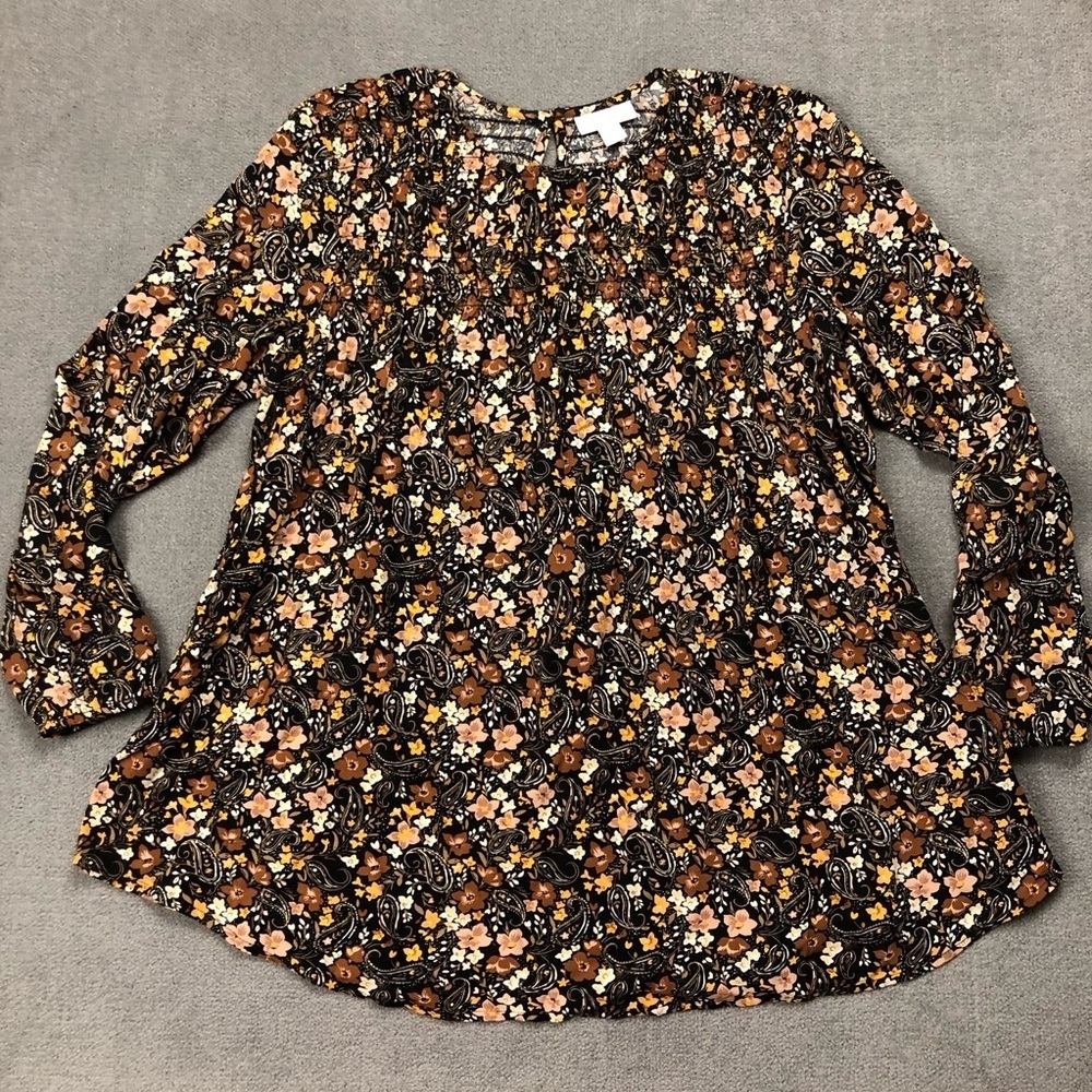 J. JILL Floral Cottagecore long sleeve flowy top size XS